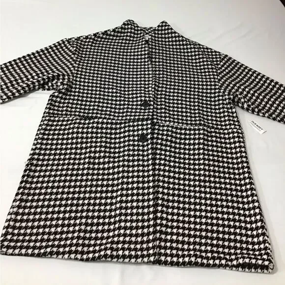 Old Navy Black & Whitee Houndstooth Coat New Size XL
